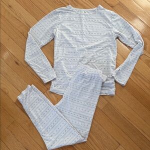 32 Degrees Light Grey & White Kids Two-Piece Long Underwear Set